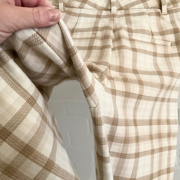Aritzia Wilfred Effortless Plaid Wide Leg Trouser Darted High Waist Check 0 - Picture 12 of 15